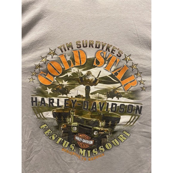 Harley Davidson T-Shirt Gold Star Festus, Missouri Size Large Tank Army Forces - Picture 2 of 7